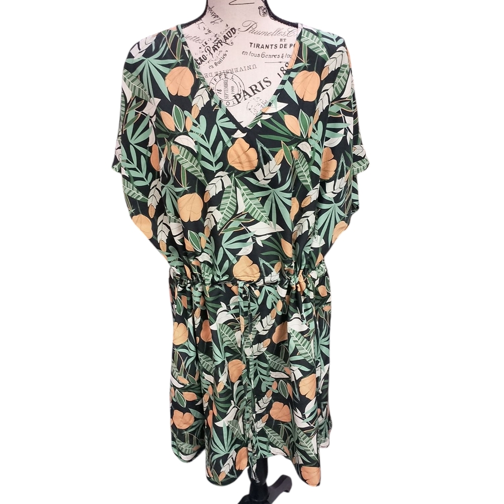 Green Dolman Sleeve Wrap Sundress for Resort Wear